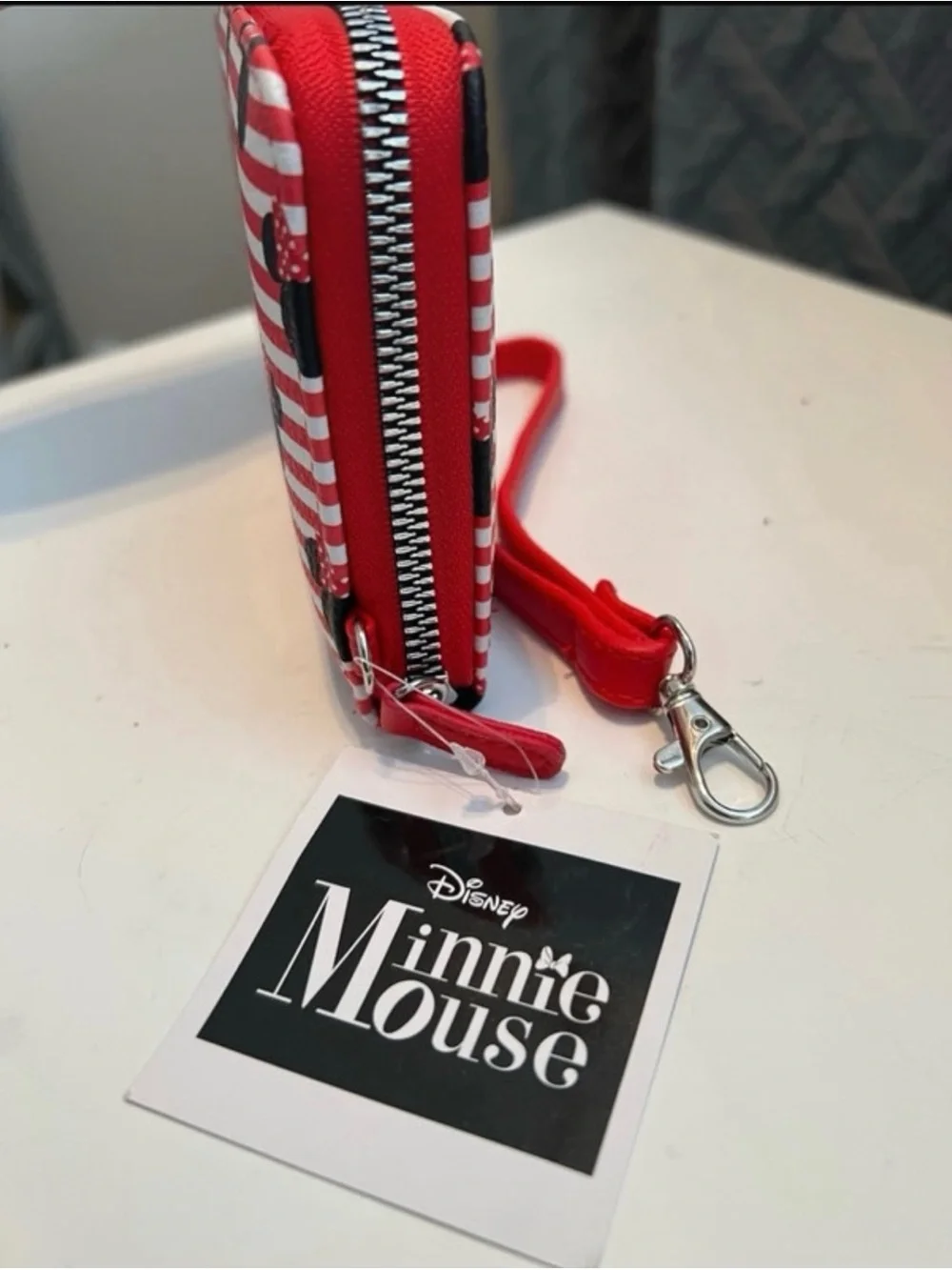 Disney Red and Black Minnie Mouse Stripe Wristlet